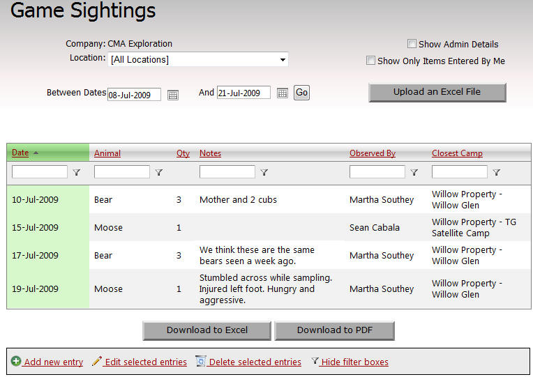 Excel Log
